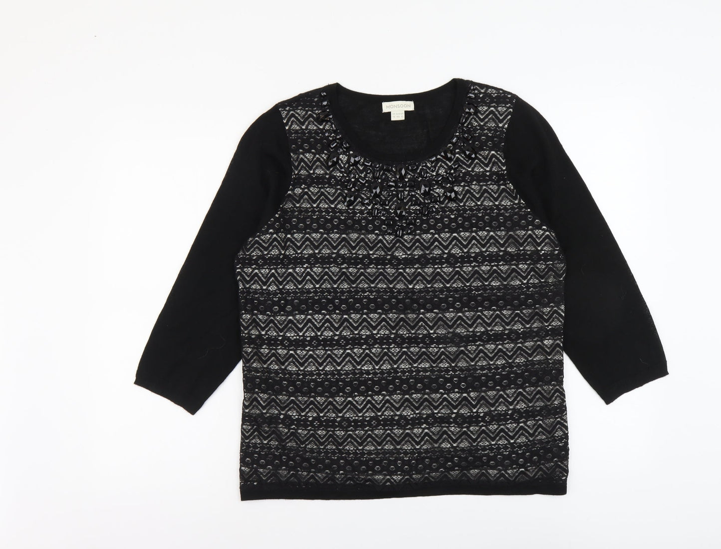 Womens UK Size 16 Monsoon Black Pullover Jumper