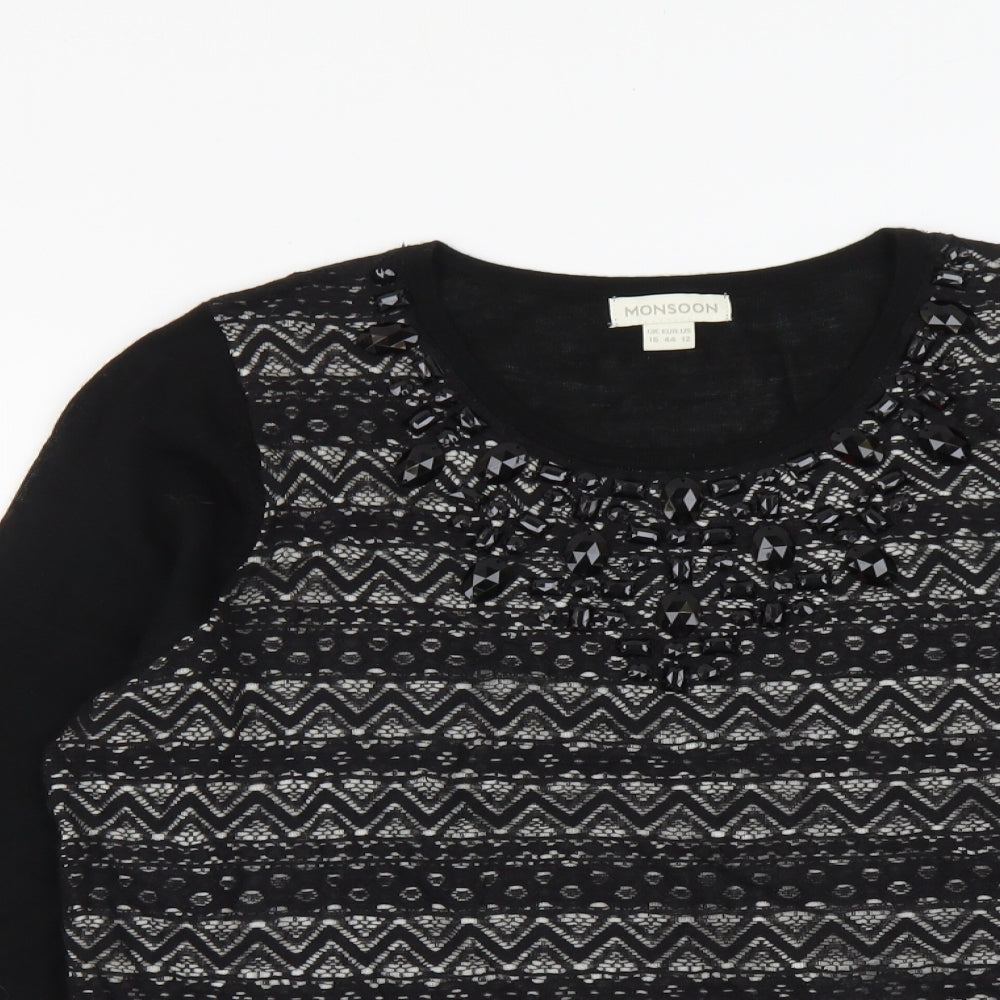 Womens UK Size 16 Monsoon Black Pullover Jumper