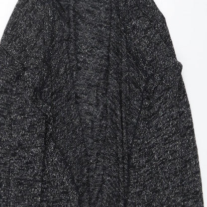 H&M Girls Black V-Neck Polyester Cardigan Jumper Size 10-11 Years Hook & Eye - Waterfall design