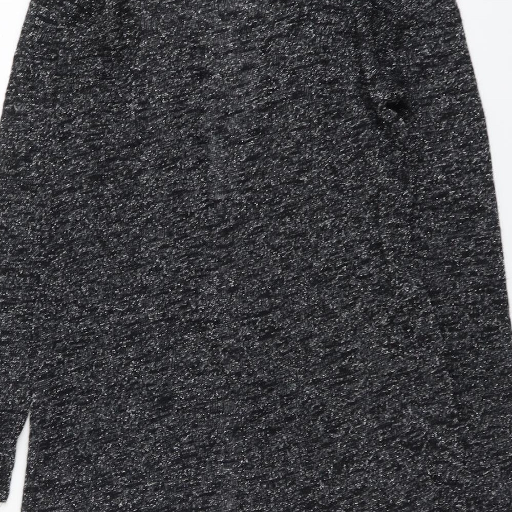 H&M Girls Black V-Neck Polyester Cardigan Jumper Size 10-11 Years Hook & Eye - Waterfall design