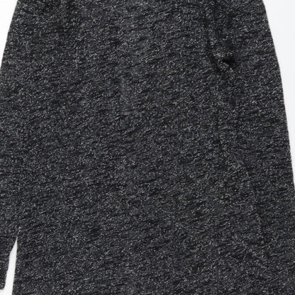 H&M Girls Black V-Neck Polyester Cardigan Jumper Size 10-11 Years Hook & Eye - Waterfall design