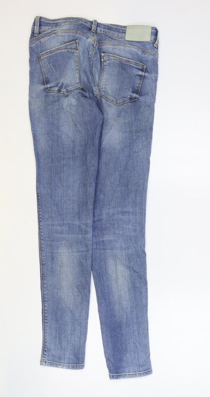 Zara Womens Blue Cotton Skinny Jeans Size 28 in Regular Button
