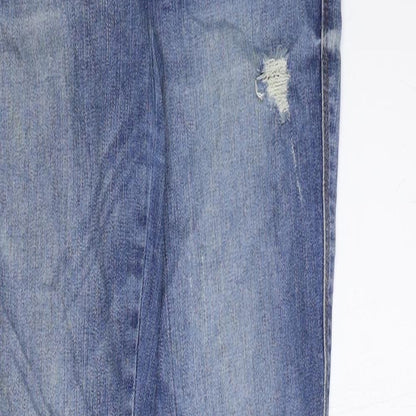 Zara Womens Blue Cotton Skinny Jeans Size 28 in Regular Button