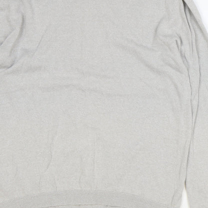 Topshop Mens Grey Round Neck Cotton Pullover Jumper Size S Long Sleeve
