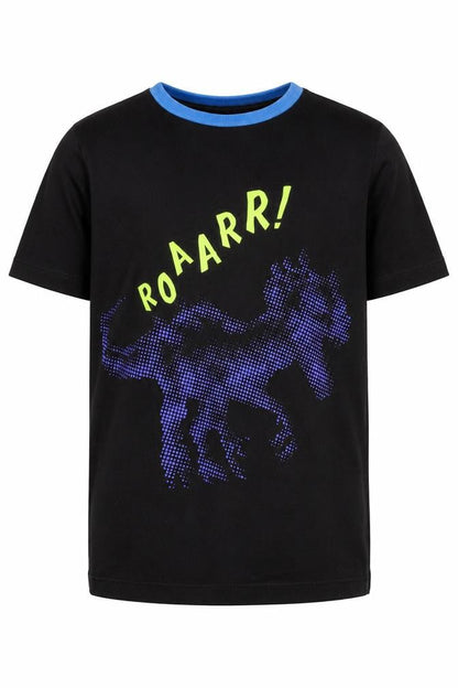 Amazon Boys Black 100% Cotton Basic T-Shirt Size M Round Neck Pullover - Dinosaur