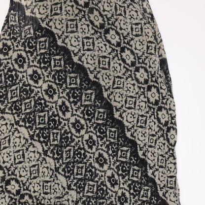Papaya Womens Brown Geometric Polyester Trapeze & Swing Size 10 V-Neck Pullover