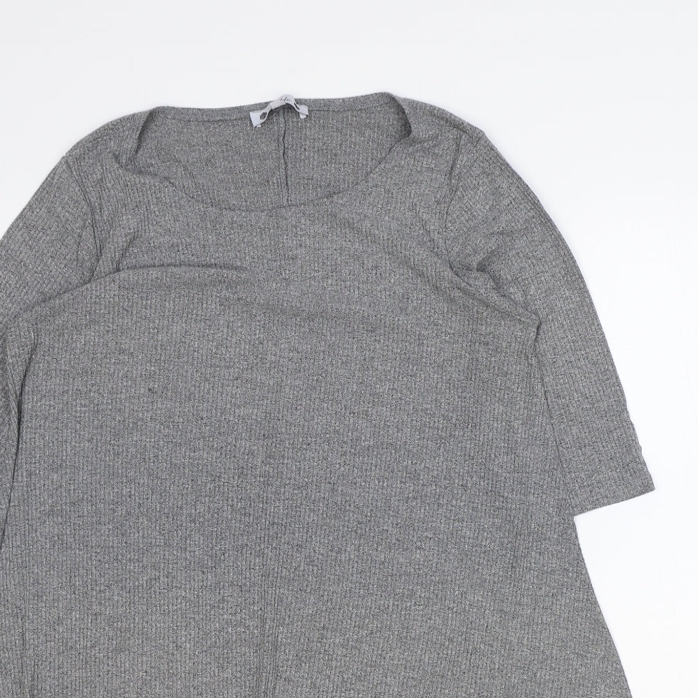 WILDE Womens Grey Polyester Jumper Dress Size L Boat Neck Pullover
