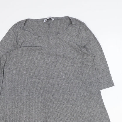 WILDE Womens Grey Polyester Jumper Dress Size L Boat Neck Pullover