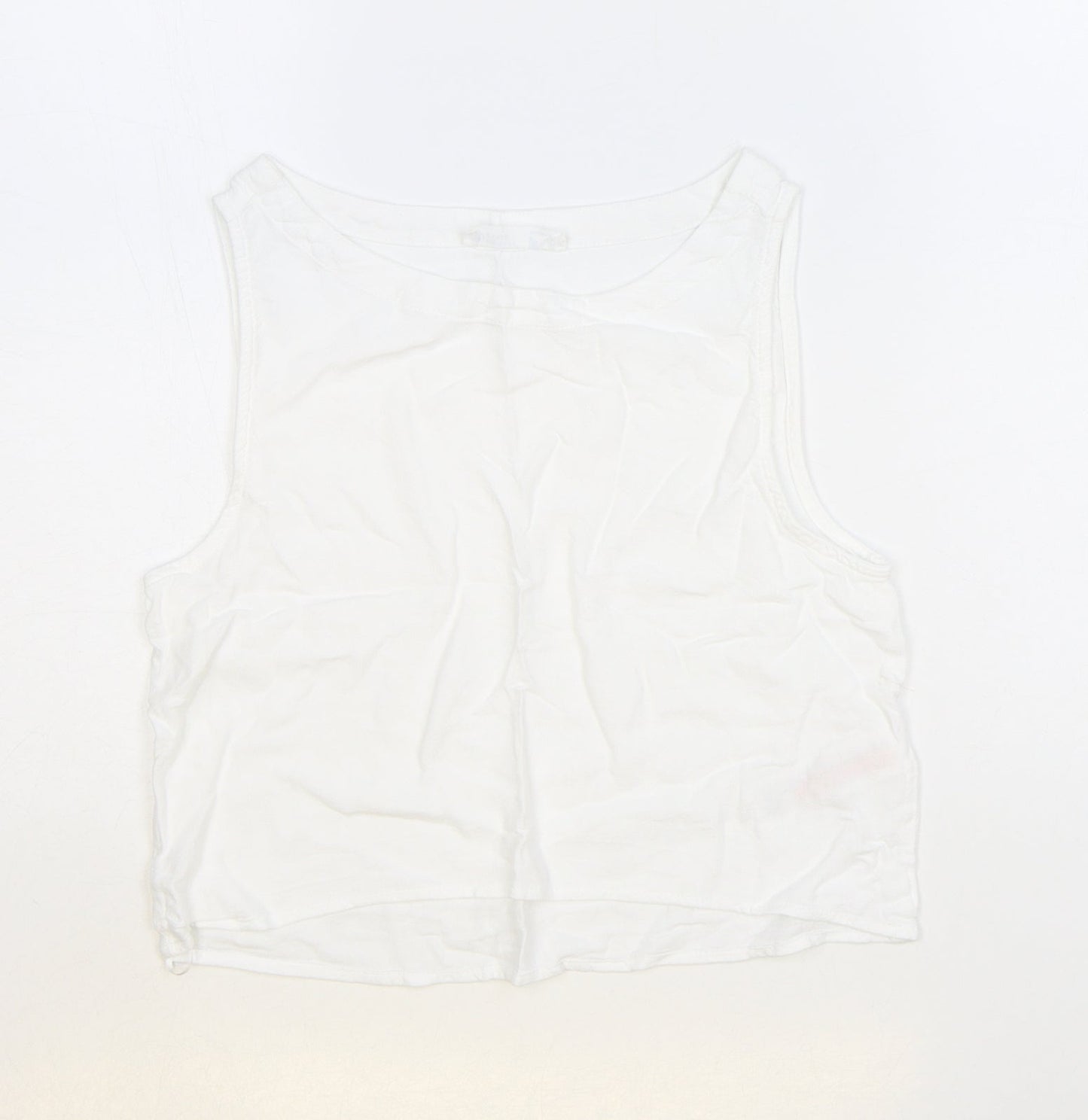 Primark Womens White Viscose Cropped Tank Size 6 Round Neck