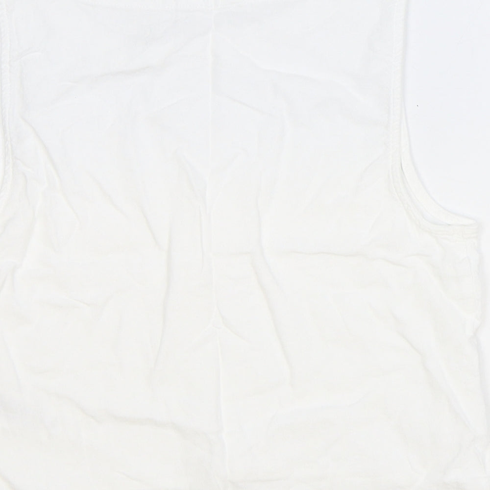 Primark Womens White Viscose Cropped Tank Size 6 Round Neck