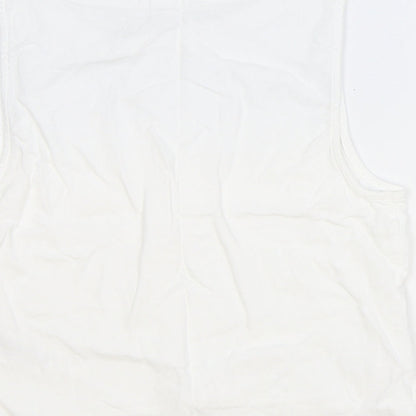 Primark Womens White Viscose Cropped Tank Size 6 Round Neck