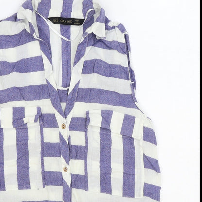 Womens UK Size XS Zara Blue Basic Button-Up