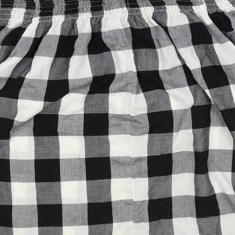 Papaya Womens Black Check Polyester Basic Blouse Size 10 Boat Neck