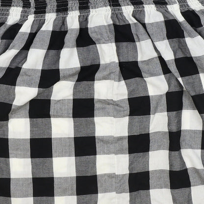 Papaya Womens Black Check Polyester Basic Blouse Size 10 Boat Neck