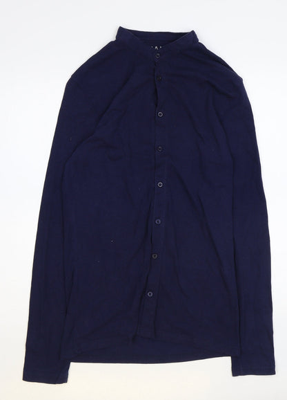 Mens UK Size M Boohoo Blue  Button-Up Long Sleeve Casual Shirt