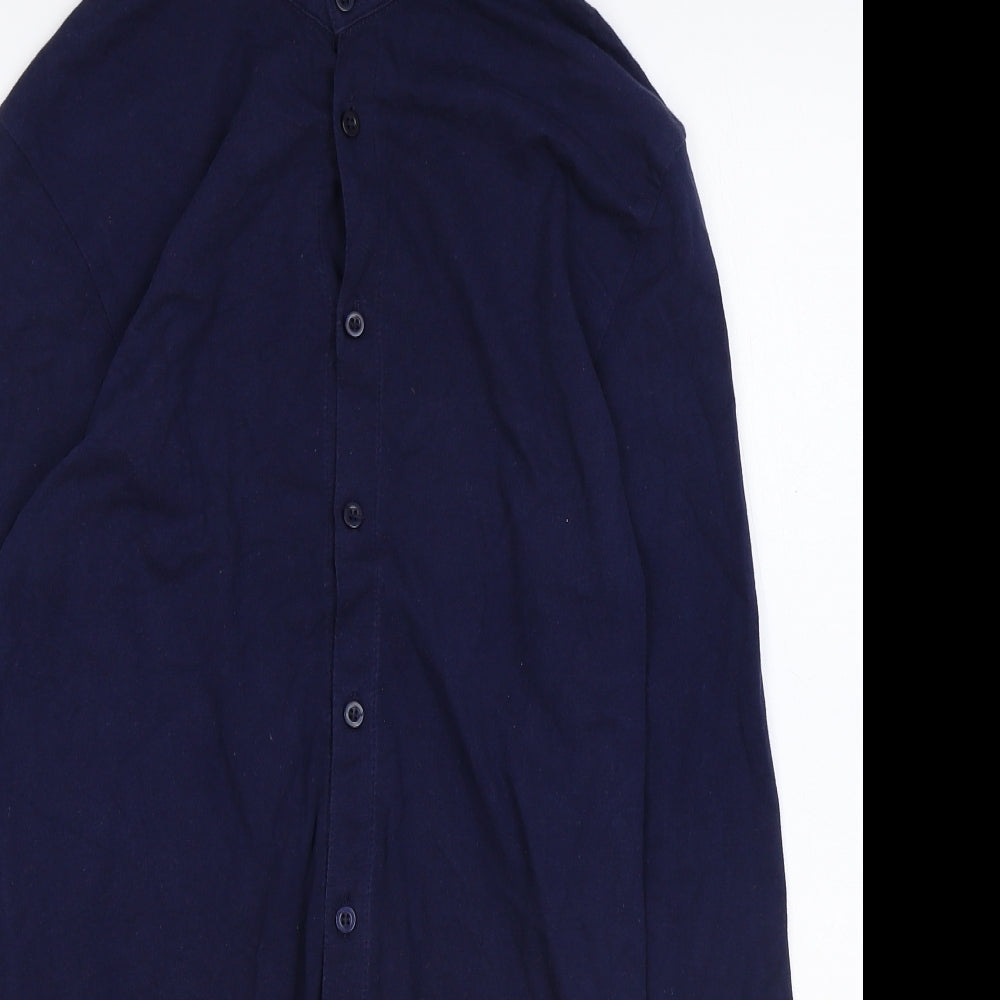 Mens UK Size M Boohoo Blue  Button-Up Long Sleeve Casual Shirt