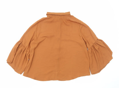 Womens UK Size M Love Brown Basic Button-Up