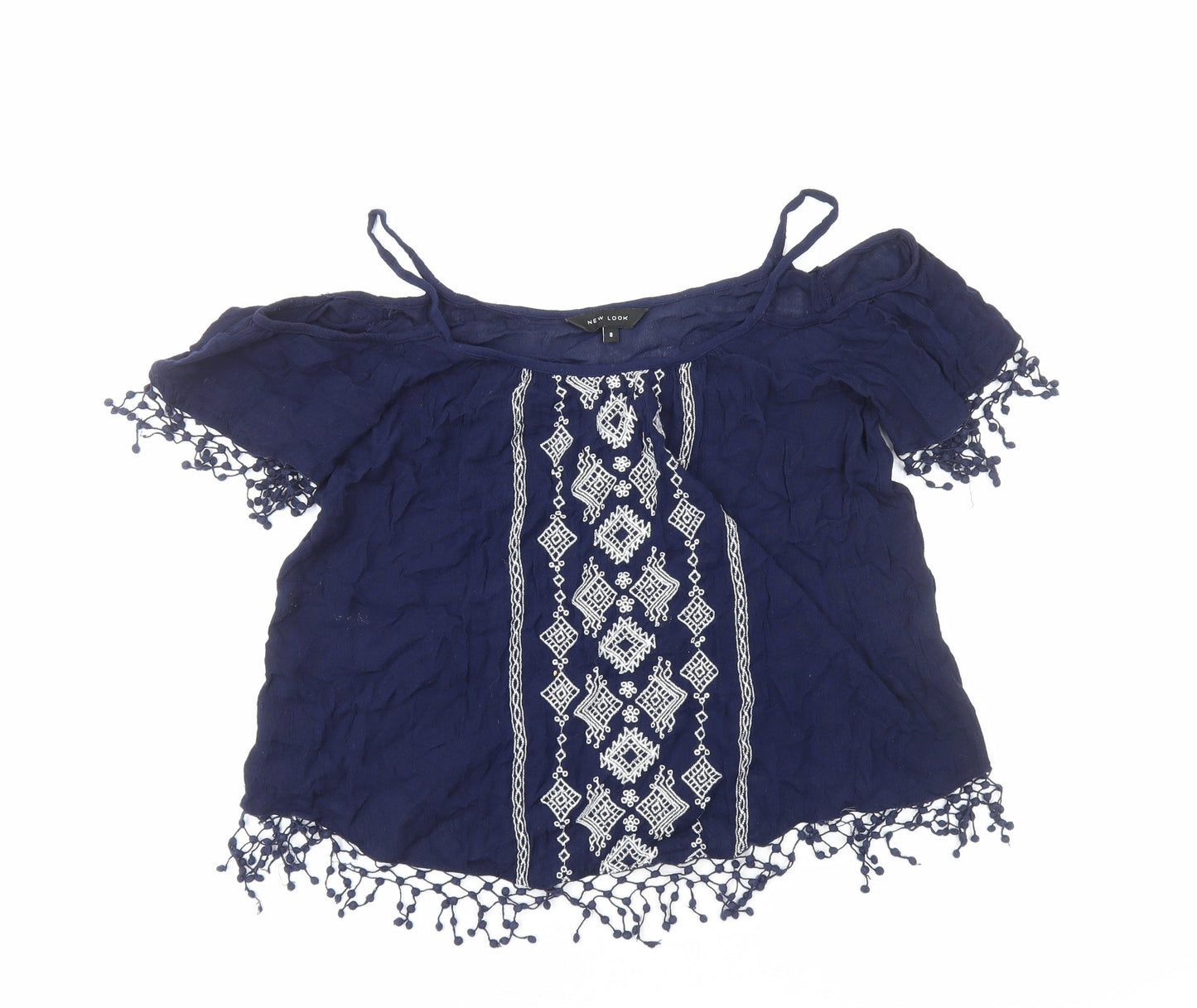 Womens UK Size 8 New Look Blue Basic Blouse