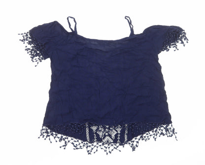 Womens UK Size 8 New Look Blue Basic Blouse