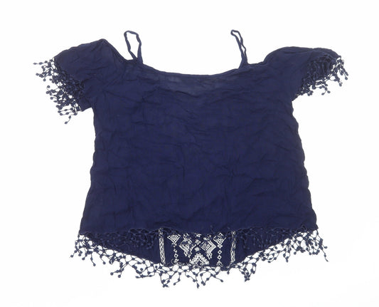 Womens UK Size 8 New Look Blue Basic Blouse