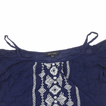 Womens UK Size 8 New Look Blue Basic Blouse