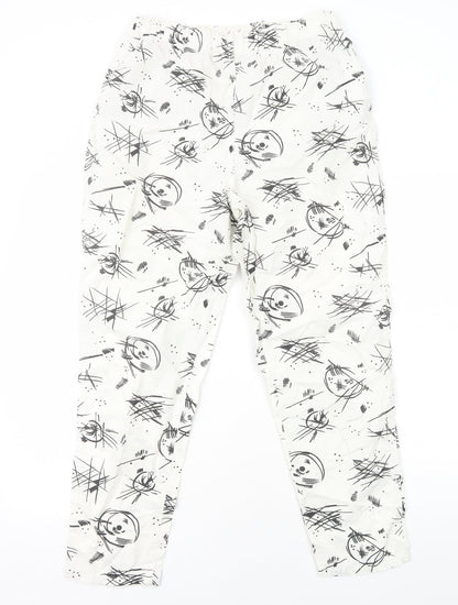 Womens UK Size XS Preworn Regular Fit Jogger White Trousers