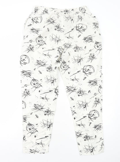 Womens UK Size XS Preworn Regular Fit Jogger White Trousers
