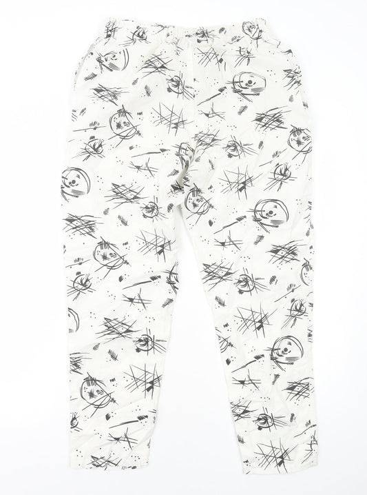 Womens UK Size XS Preworn Regular Fit Jogger White Trousers