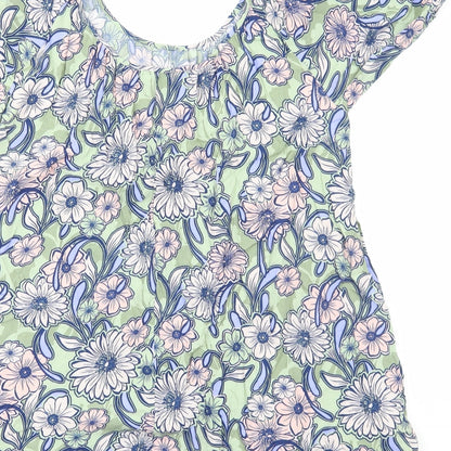 Papaya Womens Green Geometric Viscose A-Line Size 10 Round Neck Pullover