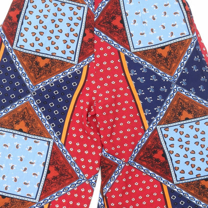 Sweewe Womens Multicoloured Geometric Viscose Cropped Trousers Size M Regular Zip