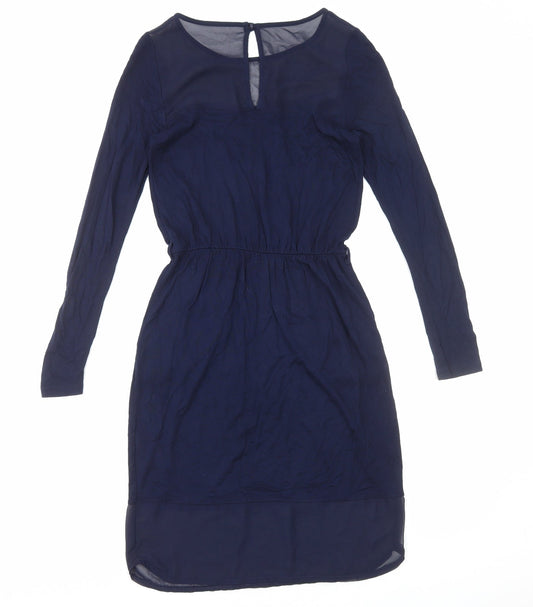 Warehouse Womens Blue Polyester Fit & Flare Size 10 Round Neck Pullover