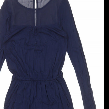 Warehouse Womens Blue Polyester Fit & Flare Size 10 Round Neck Pullover