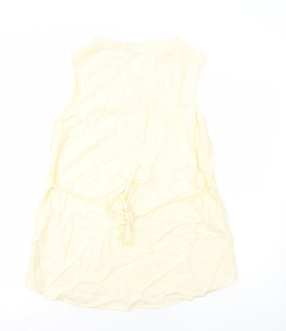 Bonmarché Womens Ivory Cotton Basic Blouse Size 10 V-Neck