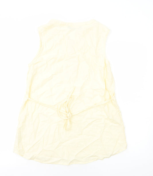 Bonmarché Womens Ivory Cotton Basic Blouse Size 10 V-Neck