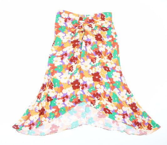 ASOS Womens Multicoloured Floral Viscose Flare Skirt Size 10 Zip