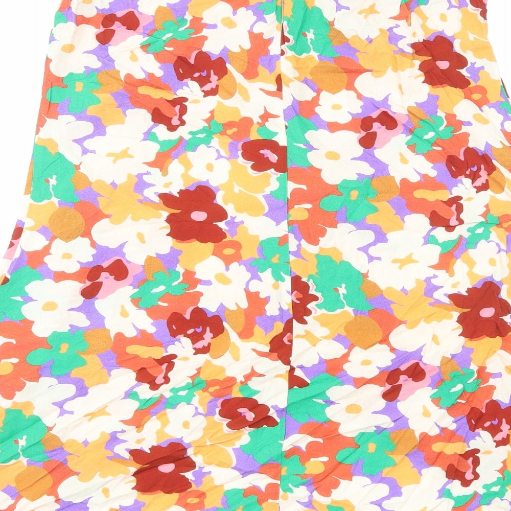 ASOS Womens Multicoloured Floral Viscose Flare Skirt Size 10 Zip