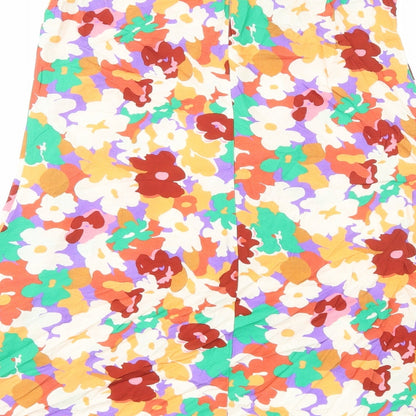 ASOS Womens Multicoloured Floral Viscose Flare Skirt Size 10 Zip