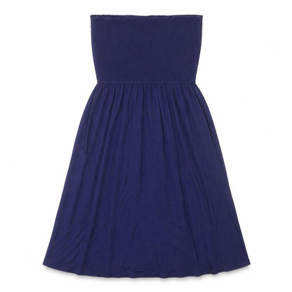 John Lewis Womens Blue Viscose Fit & Flare Size L Off the Shoulder Pullover - Shirred Top