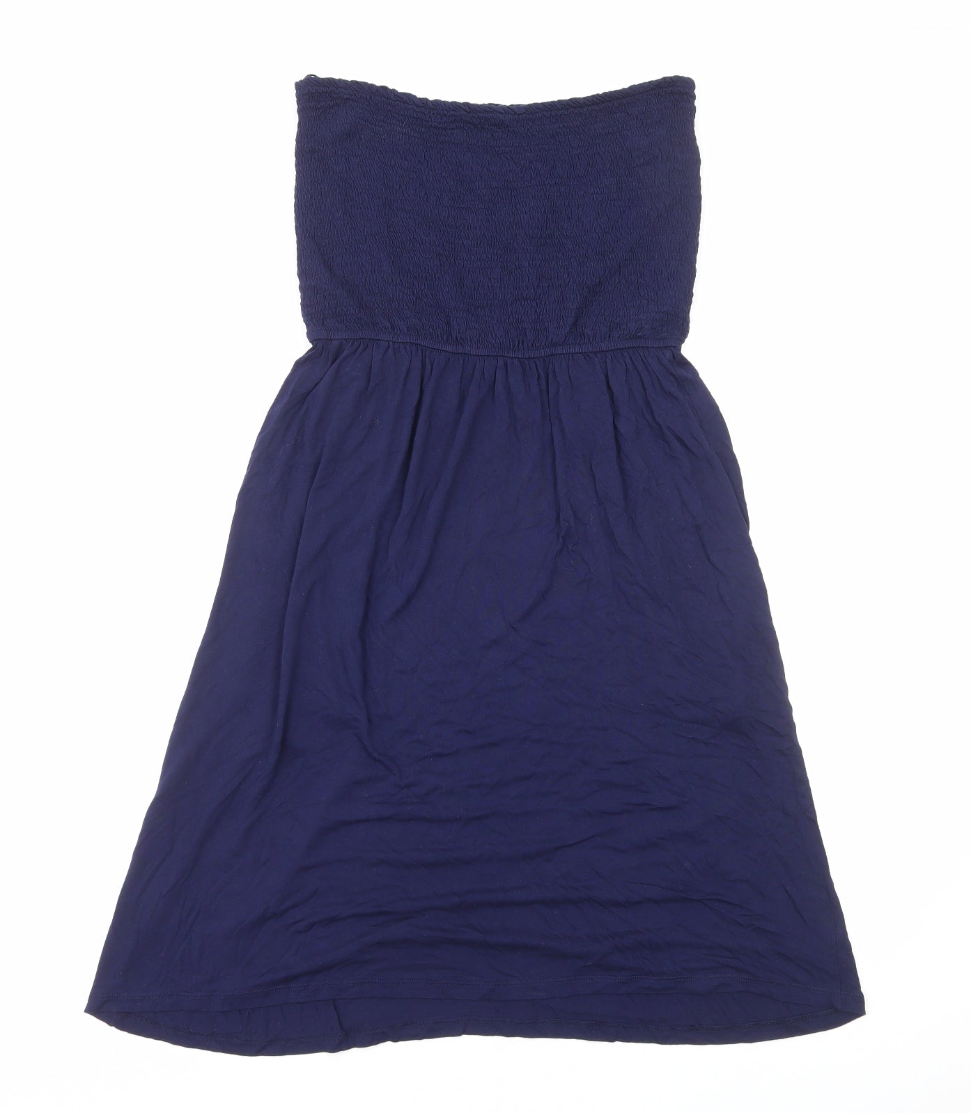 John Lewis Womens Blue Viscose Fit & Flare Size L Off the Shoulder Pullover - Shirred Top