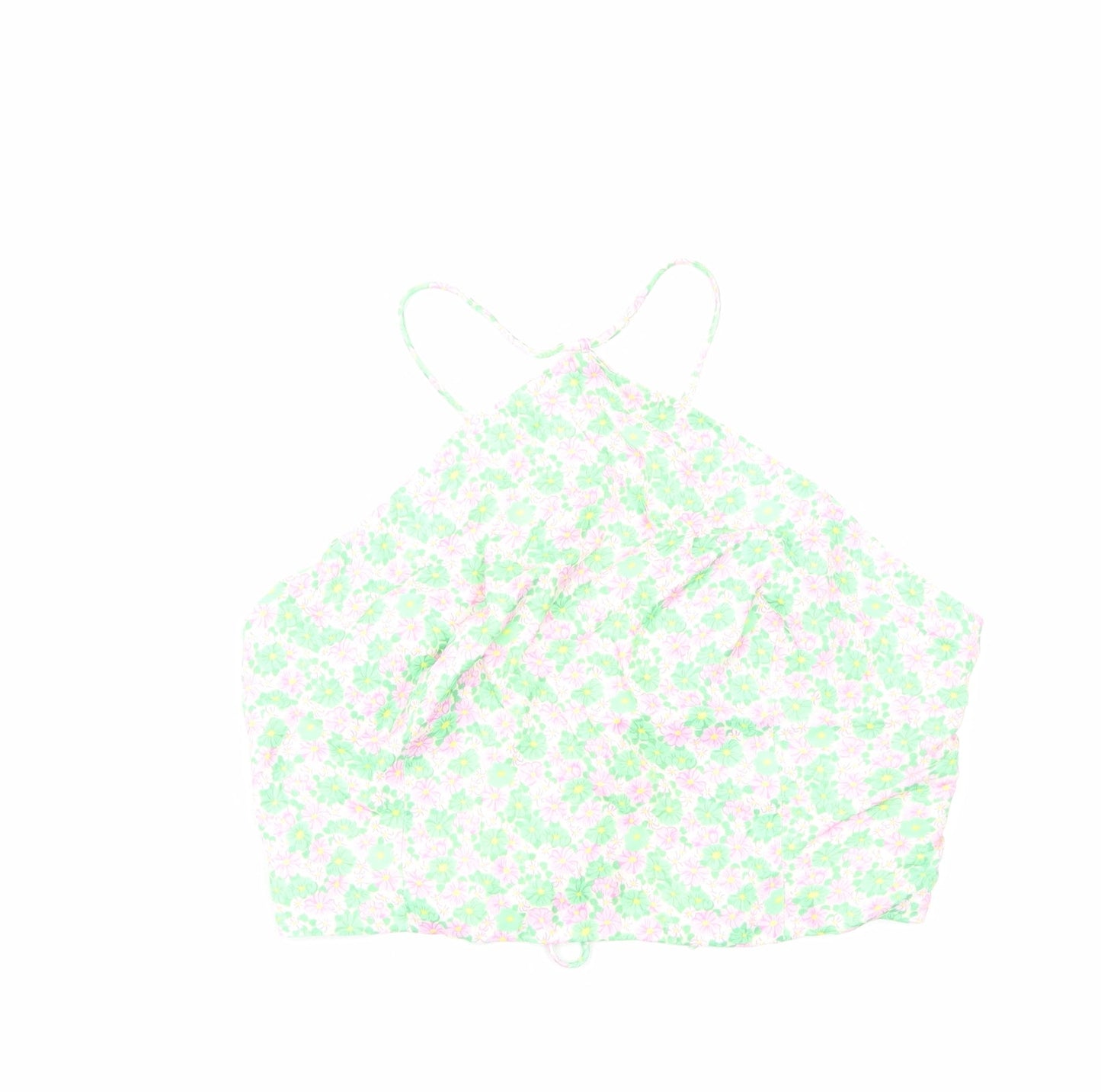 Womens UK Size L Zara Green Cropped Tank