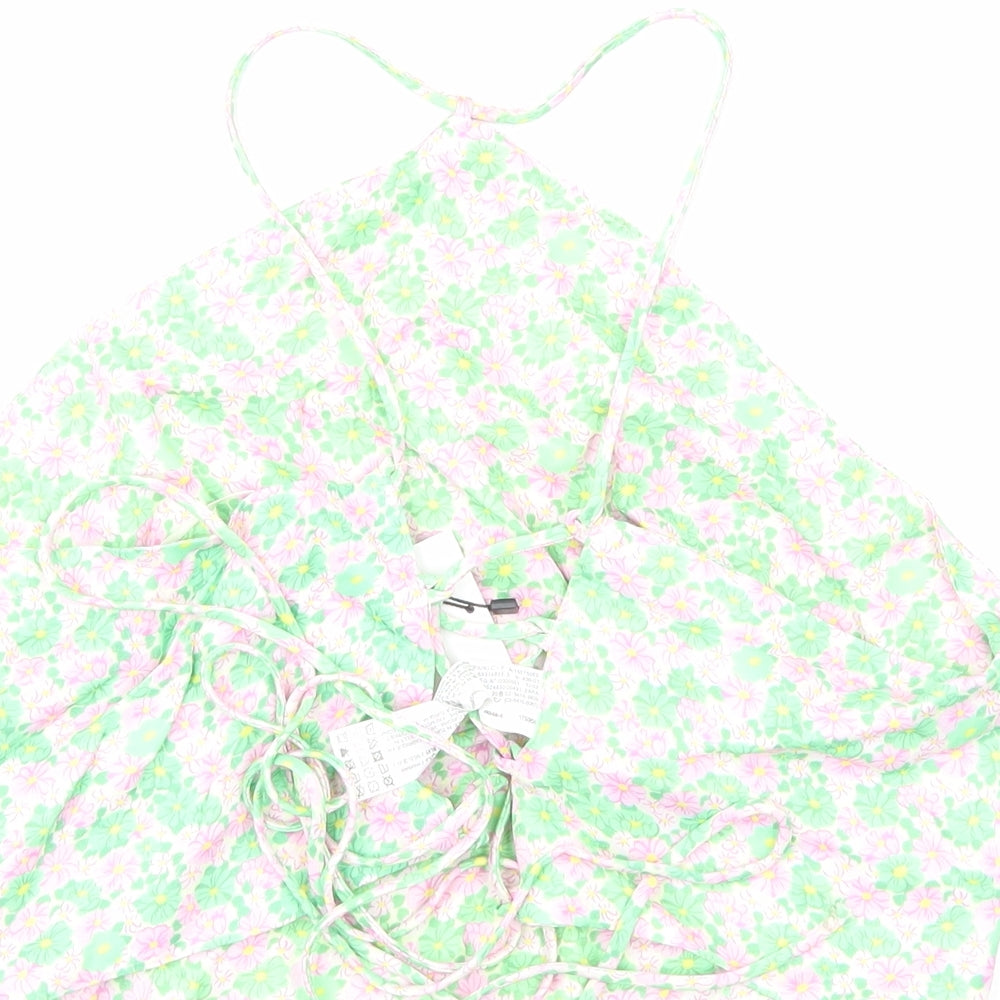 Womens UK Size L Zara Green Cropped Tank