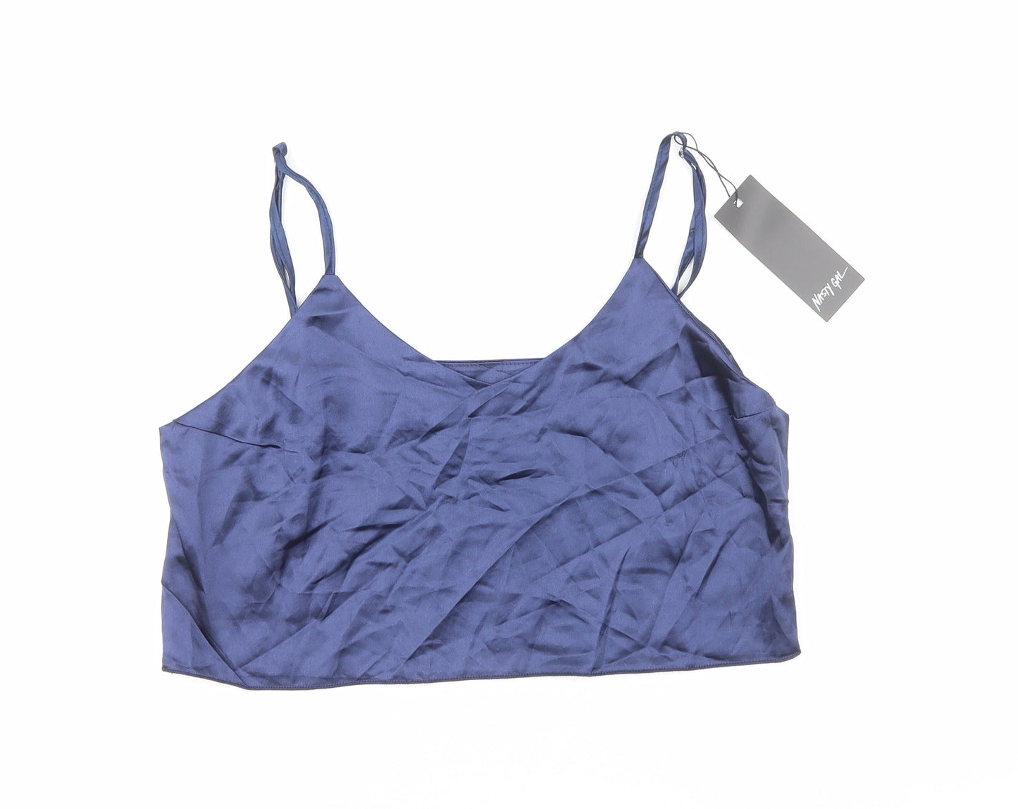 Nasty Gal Womens Blue Polyester Cropped Tank Size S V-Neck