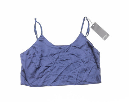 Nasty Gal Womens Blue Polyester Cropped Tank Size S V-Neck