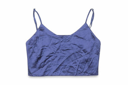 Nasty Gal Womens Blue Polyester Cropped Tank Size S V-Neck