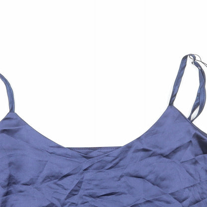 Nasty Gal Womens Blue Polyester Cropped Tank Size S V-Neck