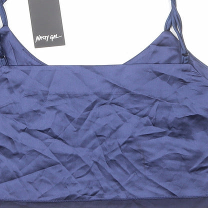 Nasty Gal Womens Blue Polyester Cropped Tank Size S V-Neck