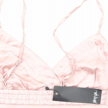 Womens UK Size 8 Nasty Gal Pink Cropped Tank