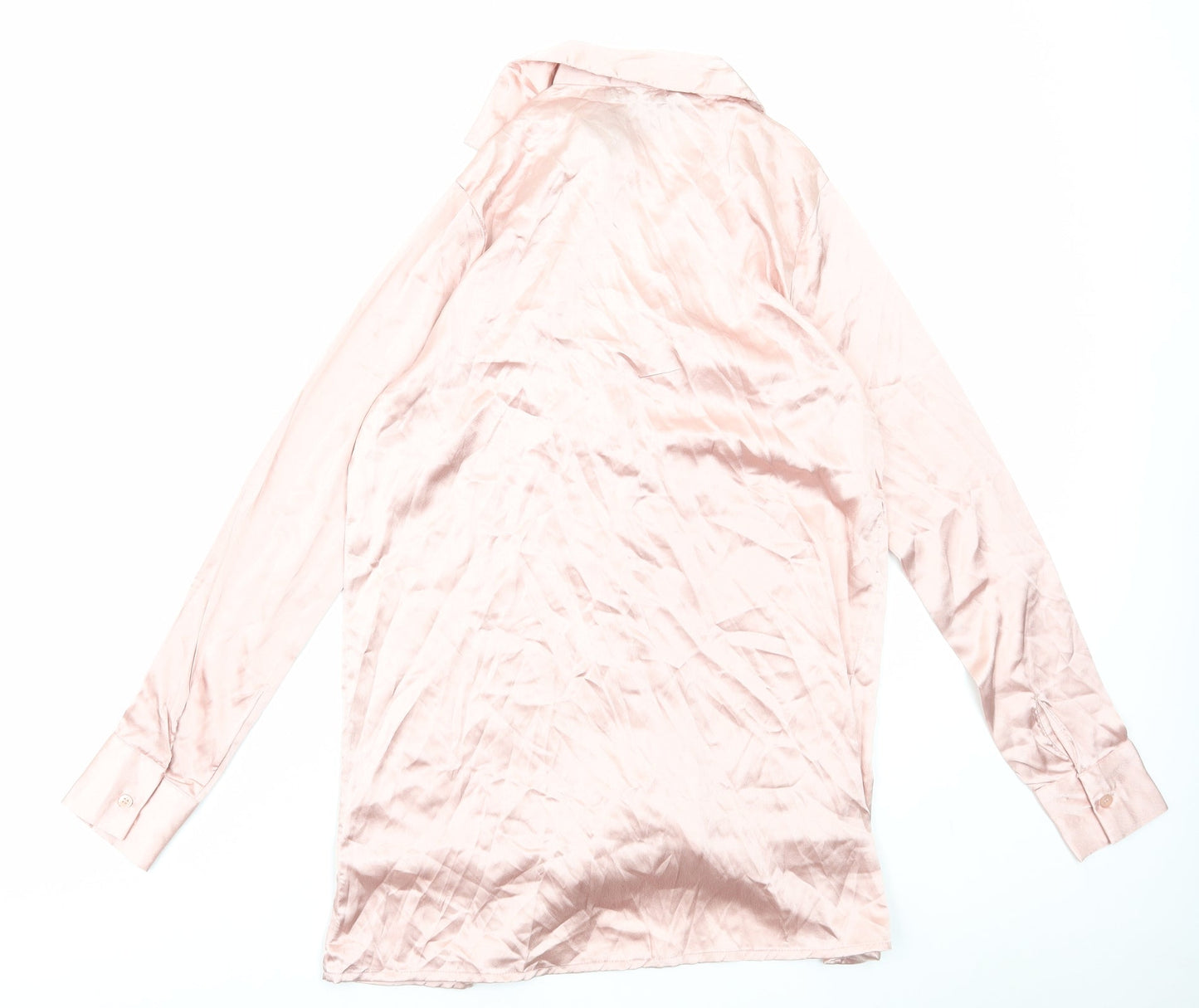 Nasty Gal Womens Pink Polyester Basic Button-Up Size 8 Collared