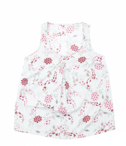 Anthology Womens Grey Floral Polyester Basic Tank Size 10 Scoop Neck