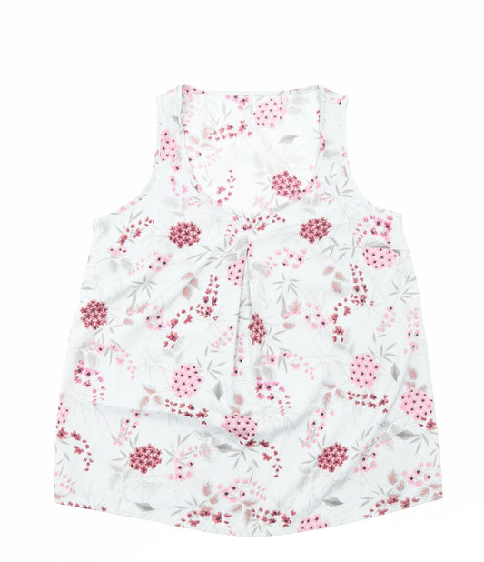 Anthology Womens Grey Floral Polyester Basic Tank Size 10 Scoop Neck